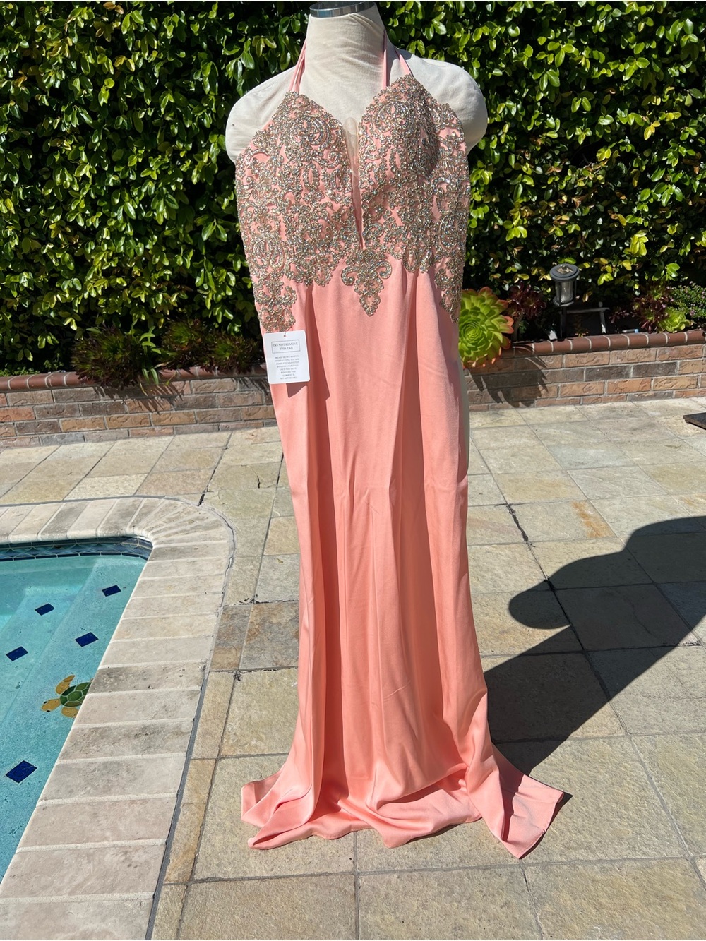 Elegant Pink Halter Prom Dress with Beaded Bodice